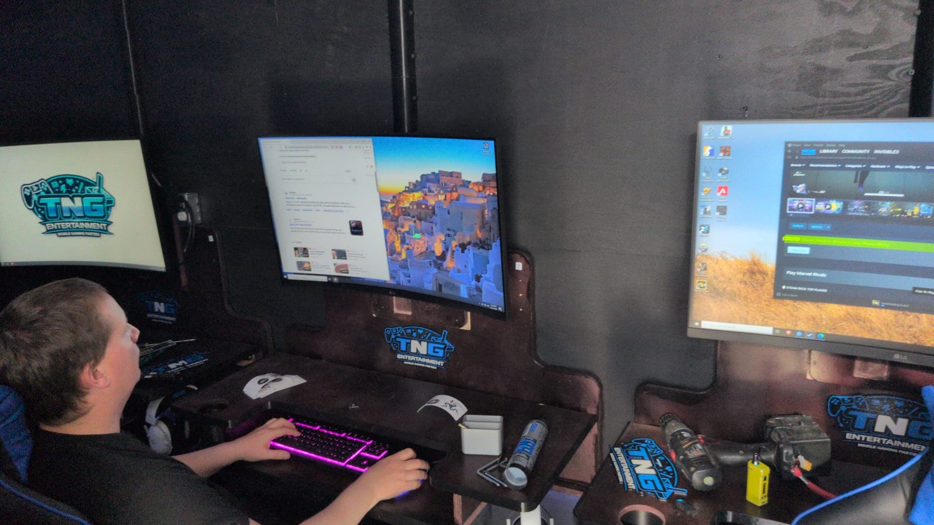 Another view of the gaming trailer interior